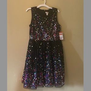 Black Rainbow Sequin Formal Girls Dress